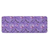 Purple Butterfly Pattern Kitchen Rug Mat,Kitchen Runner Rugs Non Skid Washable,Decorative Kitchen Floor Mats for Kitchen,Sink,Laundry,17"x47.2"