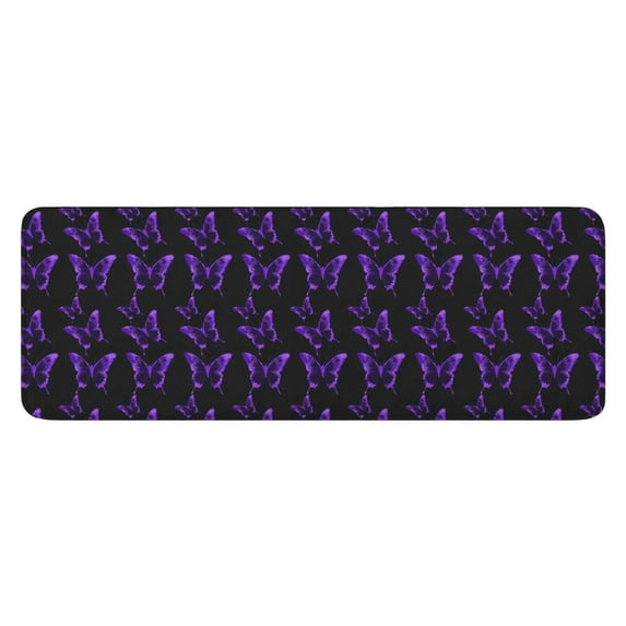 Purple Butterfly Pattern Kitchen Rug Mat,Kitchen Runner Rugs Non Skid Washable,Decorative Kitchen Floor Mats for Kitchen,Sink,Laundry,17"x47.2"