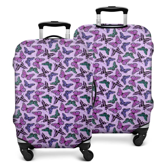 Purple Butterfly Pattern Luggage Cover Fashion Suitcase Cover Baggage Covers Fit 25-28 Inch Luggage (Go Travel)