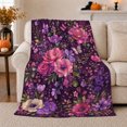 thumbnail image 1 of Purple Butterfly Peony Garden, Festive autumn celebration Scene, Warm Flannel Blanket for Living Room and Reading Nook with Detailed Artwork, Art Lovers autumn celebration Gift, Festive Home Decor, 1 of 9