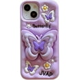 thumbnail image 1 of Purple Butterfly Phone Case Compatible with iPhone 13/14, Cute 3D Korea Dopamine Butterfly Case with Butterfly Telescopic Hold Stand Shockproof Silicone Soft Case, 1 of 12