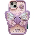 thumbnail image 1 of Purple Butterfly Phone Case Compatible with iPhone 14 Pro Max, Cute 3D Korea Dopamine Butterfly Case with Butterfly Wings Folding Stand Shockproof Silicone Soft Case, 1 of 12