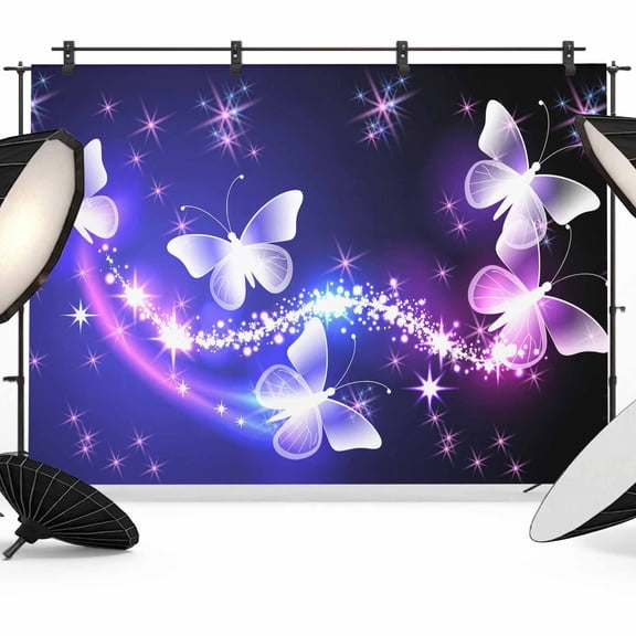 Purple Butterfly Photography Backdrop 8x6FT, Gradients Fantasy Shiny Photo Backdrops, Background for Photography Studio Photo Studio Background, Back Drop for Photoshoot