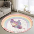 thumbnail image 1 of Purple Butterfly Round Area Rug 4ft, Cute Rainbow Spring Floral Botanical Washable Non-Slip Circle Rugs for Bedroom Living Room Kitchen, Soft Non Shedding Circle Carpet for Dining Room Dorm, 1 of 9