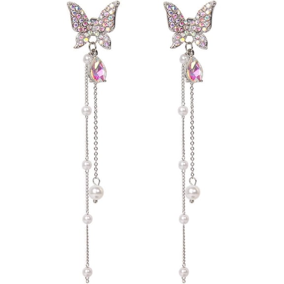 BONSNY Orecchini A Goccia A Forma Di Farfalla Con Smalto E Cristalli, Per Donna, Regalo In Custodia