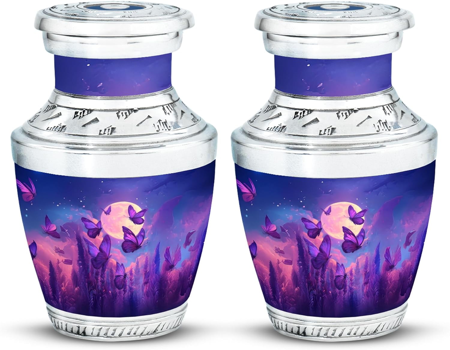 Purple Butterfly Urns, Keepsake Urns for Human Ashes, Mini Urn for Ashes Adult Female, Cremation Keepsake Memorial Urn for Human Ash, (Size, 3 Inch, Set of 2)