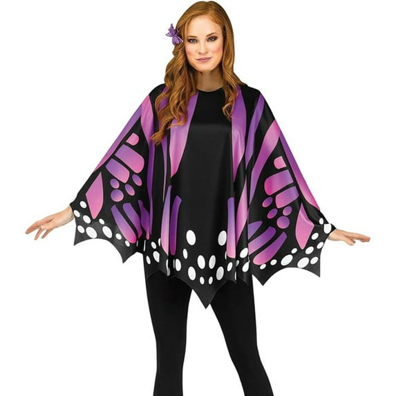 Purple Butterfly Poncho Women's Costume Accessory