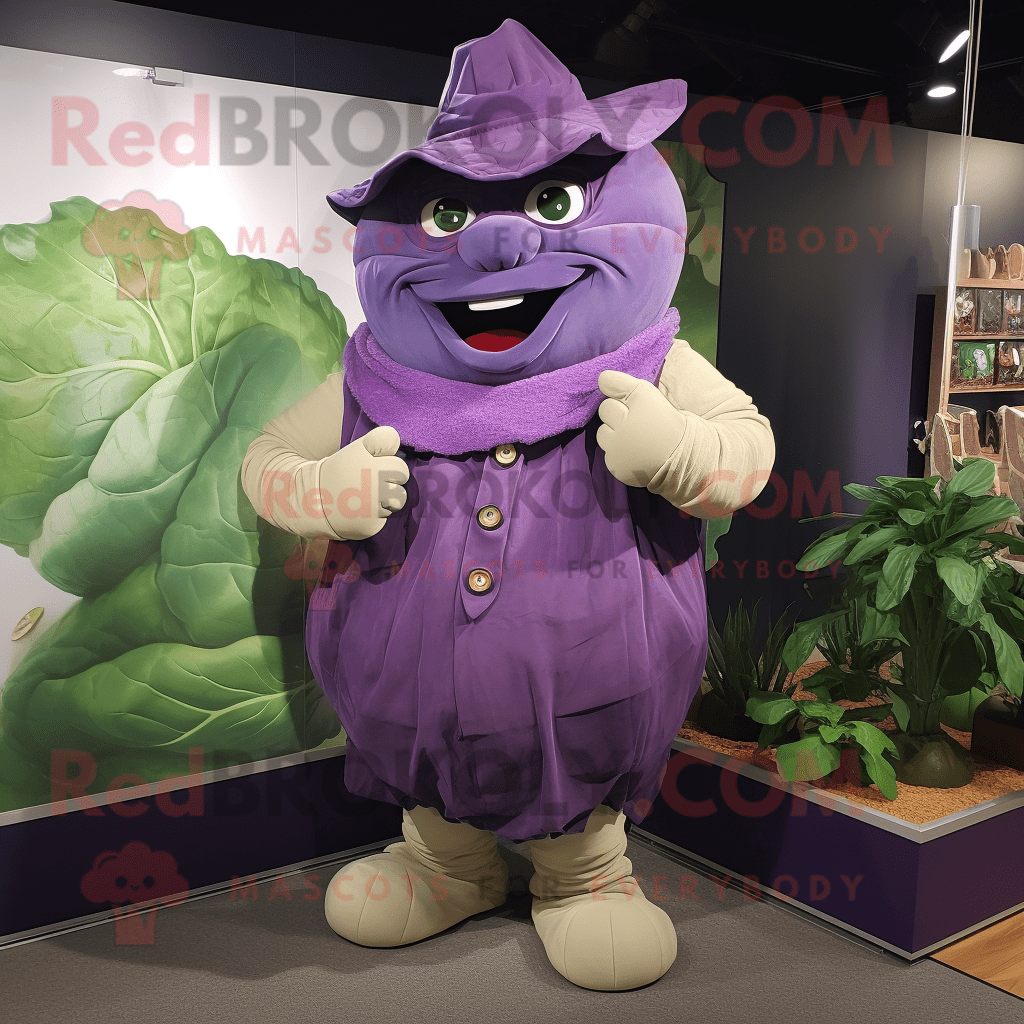 Purple Cabbage REDBROKOLY mascot costume character dressed with a ...