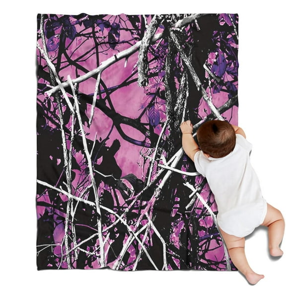 Purple Camo Tree Branch Pattern Blanket,Comfortable Soft Lamb Wool Throw Blanket,All Season,Warm Lightweight Blankets for Sofa Bed Couch Living Room Chair,30"x40"