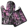 thumbnail image 1 of Purple Camo Tree Branch Pattern Kitchen Oven Mitt and Pot Holder Sets 2 Pcs for Baking, Cooking and Grilling, Heat Resistant Up To 392 °F, 1 of 7