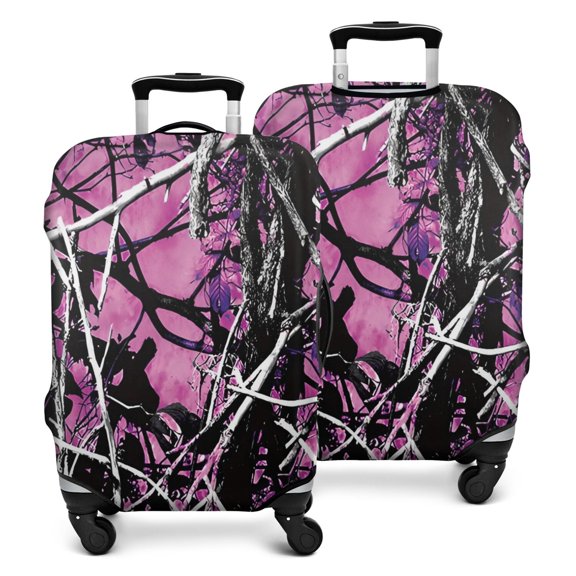 Purple Camo Tree Branch Pattern Luggage Cover Fashion Suitcase Cover Baggage Covers Fit 25-28 Inch Luggage (Go Travel)