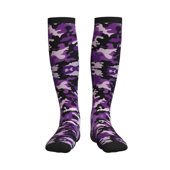 Purple Camouflage Compression Socks for Women Men Circulation Graduated Supports Socks for Running Athletic Sports