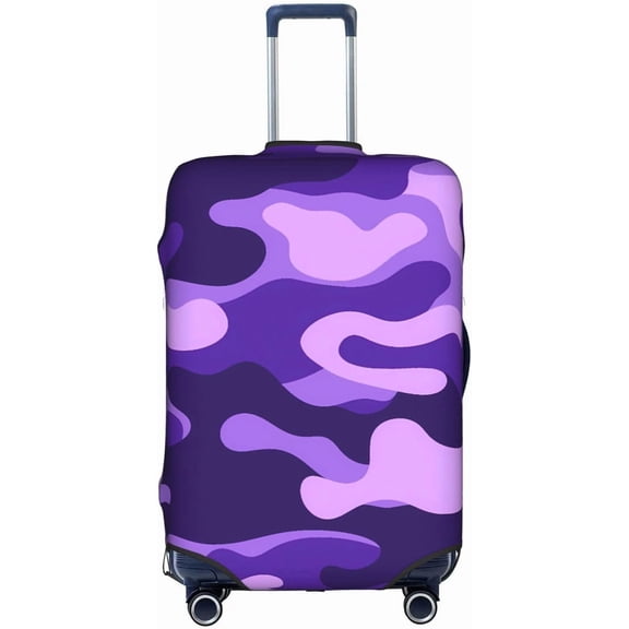 Purple Camouflage Elastic Washable Fun Pattern Travel Luggage Cover Suitcase Protector Medium (22-24 inch suitcase)