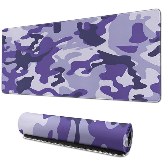 Purple Camouflage desk Mouse Padwaterproofnon Slip for Office Home Work Gaminggaming Mouse PadRubber Base Mousepad with Stitched Edges 31.5x11.8inches