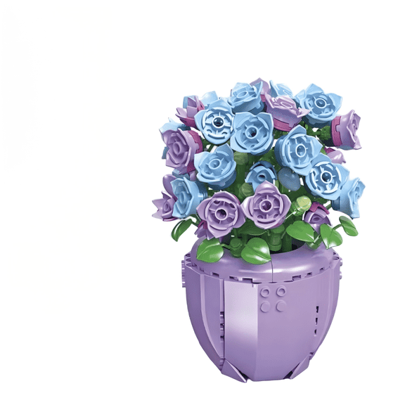 Purple Campanula Building Block Set, Elegant Botanical Decor Creative Birthday Gift, Home Office Table Centerpiece