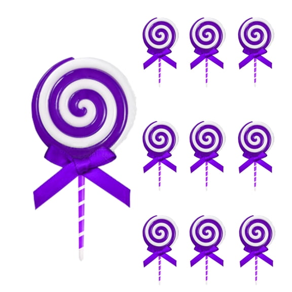 Purple Candy Candies Christmas Decorations,Holiday Party Ornament,Plastic Swirl Candy Insert Decoration,for Christmas Tree Wreath Vase Decor (12Pack)