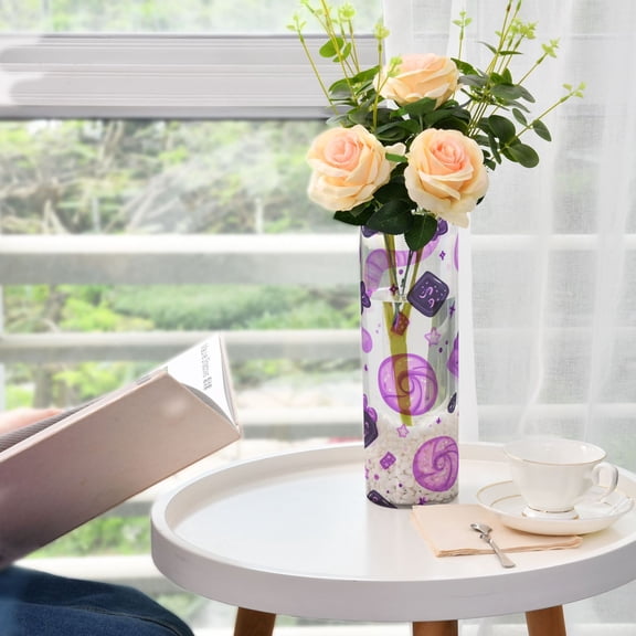 Purple Candy Pattern Plastic Vase 11.8'' x 3.9'' Transparent Non Breakable Decorative for Family