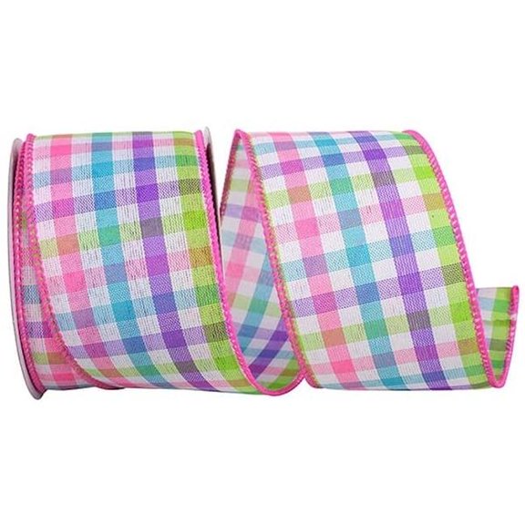 Purple Candy Shop Checked Linen Wired Ribbon