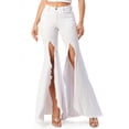 thumbnail image 1 of Purple Candy Womens Juniors Denim High Rise Split Flares (X-Large, White), 1 of 3