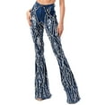 thumbnail image 1 of Purple Candy Womens Juniors Extreme Distressed Denim Flares (M, Medium Blue), 1 of 4