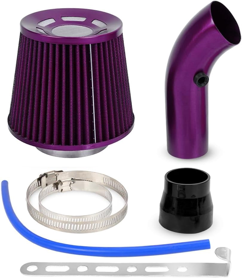 Purple Car Cold Air Intake Filter Induction Kit Pipe Power Flow Hose System 76mm