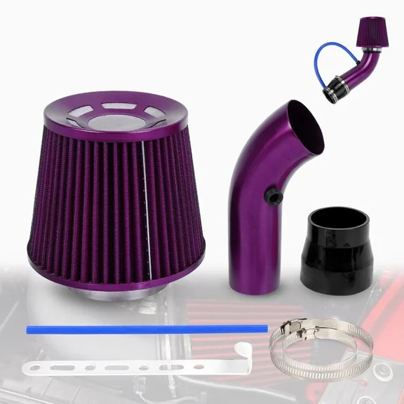 Purple Car Cold Air Intake Filter Induction Kit Pipe Power Flow Hose System 76mm
