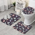 thumbnail image 1 of Purple Cartoon Dinosaurs Leaves Pattern Bathroom Rugs Sets 3 Piece,Toilet Cover Set,Absorbent Non Slip Bathroom Mats Sets with U-Shaped Contour Rug Toilet Rug Set, 1 of 5