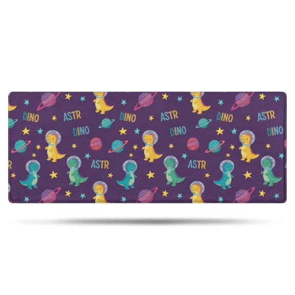 Purple Cartoon Dinosaurs Planets Stars Pattern Bathroom Rugs Mat,Non Slip Microfiber Bathroom Rug,Rubber Backing,Soft Bathroom Mats for Bathroom Floor,Tub and Shower,60x24in(150x60cm)