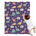 thumbnail image 1 of Purple Cartoon Dinosaurs Speech Bubbles Pattern Blanket,Comfortable Soft Lamb Wool Throw Blanket,All Season,Warm Lightweight Blankets for Sofa Bed Couch Living Room Chair,30"x40", 1 of 4