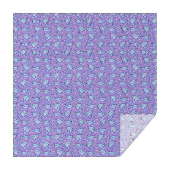 Purple Cartoon Narwhal Pattern Square Tablecloth,Waterproof Square Table Cover,Wipeable Spillproof Washable Table Cover for Home Kitchen Party Decor 52"x52"(132x132cm)