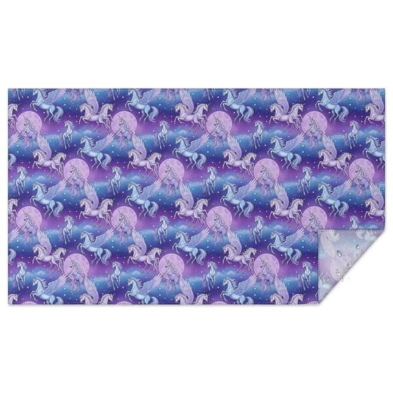 Purple Cartoon Pegasus Moon Pattern Rectangle Tablecloth 60"x102",Waterproof Polyester Rectangle Table Cloth, Wipeable Spillproof Polyester Tablecloth for Dining, Camping, Indoor and Outdoor
