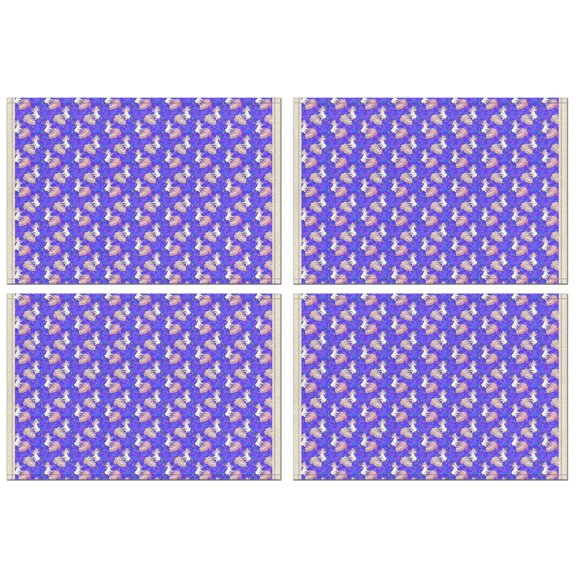 Purple Cartoon Unicorn Cloud Pattern Summer Placemats Table Placemats Set Of 4-Linen Kitchen Washable Placemats Table Mats 11.8"x17.7" Non-Slip Heat Resistant