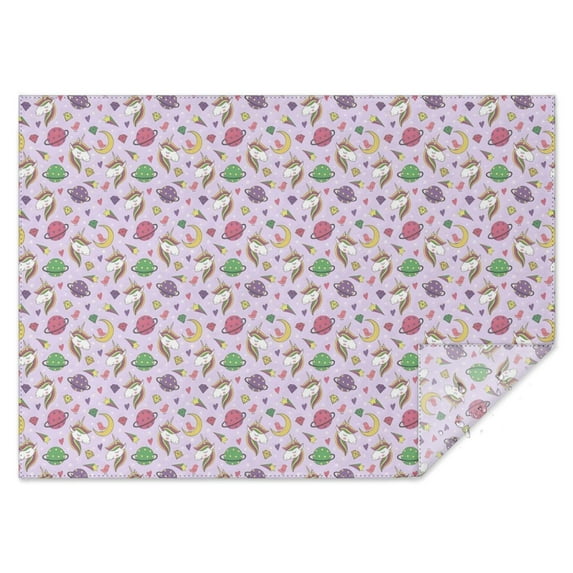 Purple Cartoon Unicorn Planet Pattern Rectangle Tablecloth 60"x84",Waterproof Polyester Rectangle Table Cloth, Wipeable Spillproof Polyester Tablecloth for Dining, Camping, Indoor and Outdoor