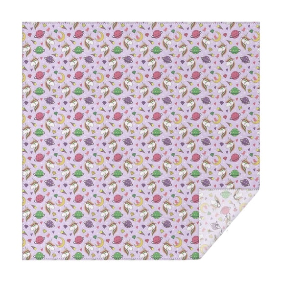Purple Cartoon Unicorn Planet Pattern Square Tablecloth,Waterproof Square Table Cover,Wipeable Spillproof Washable Table Cover for Home Kitchen Party Decor 42"X42"(107x107cm)