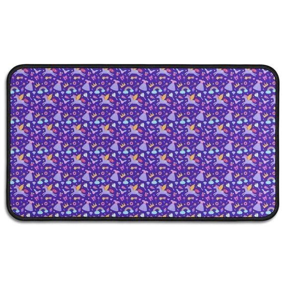 Purple Cartoon Unicorn Rainbow Crown Door Rugs,Washable Non Slip Door Mats Indoor,Decorative Door Mats,Entry Mat Indoor for Entrance,Bedroom,Kitchen,Bathroom,30"x17"