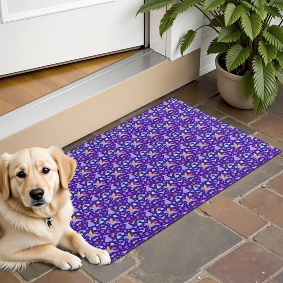 Purple Cartoon Unicorn Rainbow Crown Door Rugs,Washable Non Slip Door Mats Indoor,Decorative Door Mats,Entry Mat Indoor for Entrance,Bedroom,Kitchen,Bathroom,16"x24"