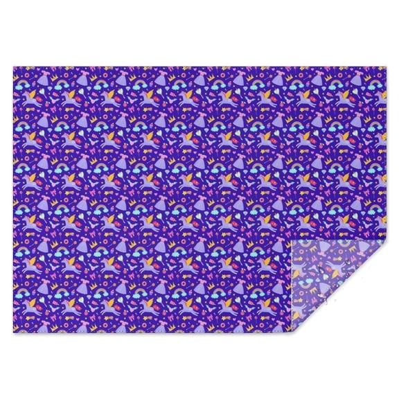 Purple Cartoon Unicorn Rainbow Crown Rectangle Tablecloth 60"x84",Waterproof Polyester Rectangle Table Cloth, Wipeable Spillproof Polyester Tablecloth for Dining, Camping, Indoor and Outdoor