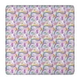 thumbnail image 1 of Purple Cartoon Unicorn Rainbow Pattern Square Fitted Tablecloth with Elastic Edge,Square Table Cover,Washable Elastic Table Cover for Home Kitchen Party Decor 36"x36", 1 of 6