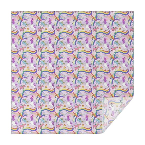 Purple Cartoon Unicorn Rainbow Pattern Square Tablecloth,Waterproof Square Table Cover,Wipeable Spillproof Washable Table Cover for Home Kitchen Party Decor 60"x60"(152x152cm)