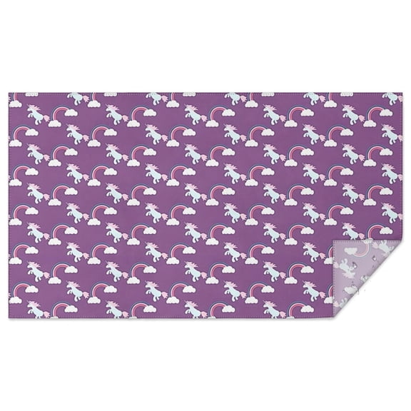 Purple Cartoon Unicorn Rainbow Rectangle Tablecloth 60"x102",Waterproof Polyester Rectangle Table Cloth, Wipeable Spillproof Polyester Tablecloth for Dining, Camping, Indoor and Outdoor
