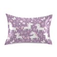 thumbnail image 1 of Purple Cartoon Unicorns Pattern Pillowcase Queen Size 30''x20'' Satin Double-Sided Print Soft Wrinkle Resistant, 1 of 9