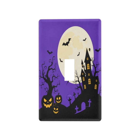 Purple Castle Moon Decorative Wall Plate, Flame Retardant PC Plastic Light Switch & Outlet Cover with Mounting Screws Fits Toggle Switch