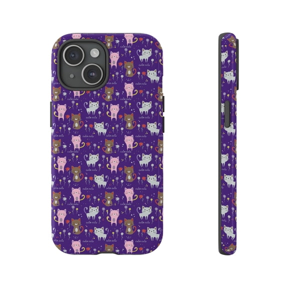 Purple Cat Lover iPhone 15 Case-iPhone Case-iPhone 14 Case-iPhone