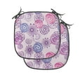 thumbnail image 1 of Purple Chair Seating Cushion Set of 2, Watercolor Style Floral Fireworks Blooming Flowers Abstract Spiral Doodle Spots Art, Seat Pads with Anti-slip Backing, 16"x16", Blue Pink, by Ambesonne, 1 of 7