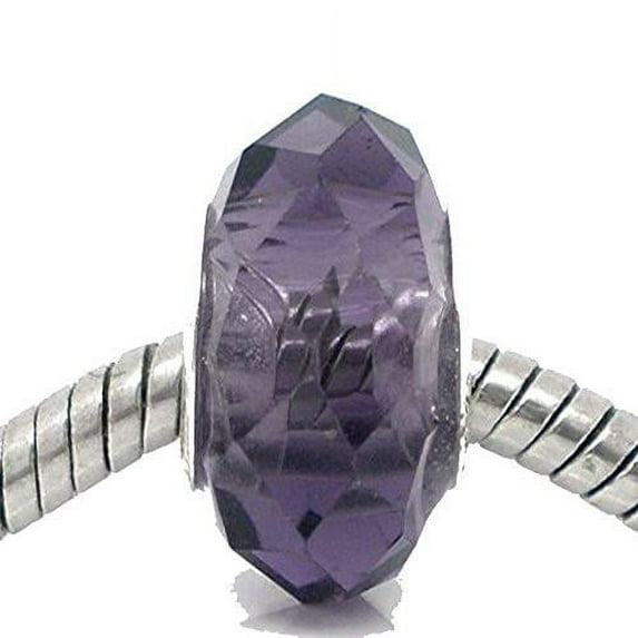 Purple Charm Bead Glass Style Faceted Glass Style Beads - For Snake Chain Charm Bracelet