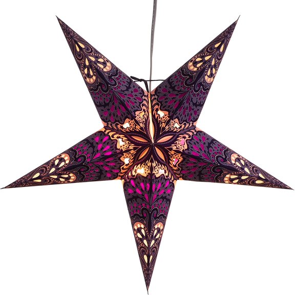 Purple Charm Paper Star Lantern with 12 Foot Power Cord Included