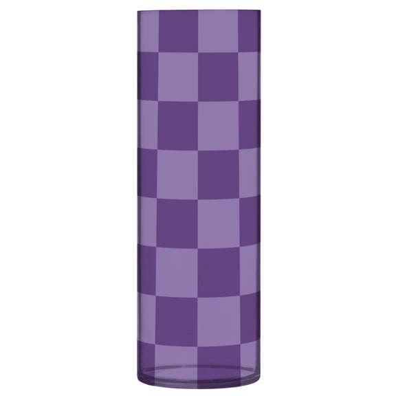 Purple Checked Pattern Vase Flower Vase Clear Unbreakable Plastic Tall Decorative 11.8in