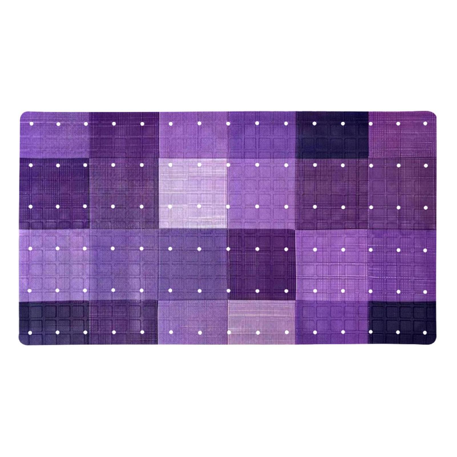 Purple Checkerboard Bath Tub Shower Mat, 15.1x26.8 In Washable Bathtub