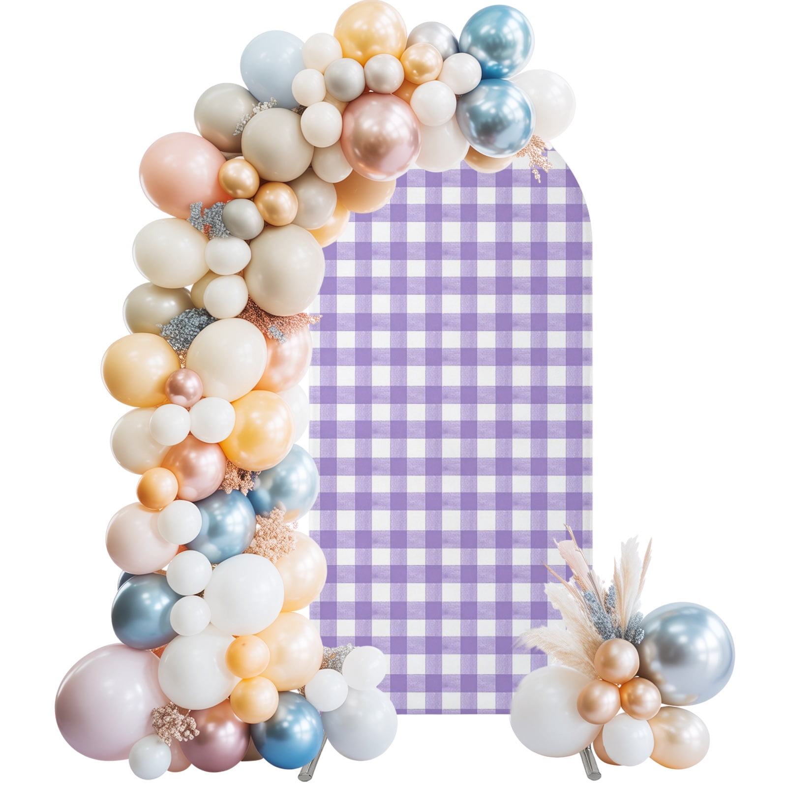 Purple Checkered Arch Backdrop Covers 6.6 FT, Farmhouse Classic ...