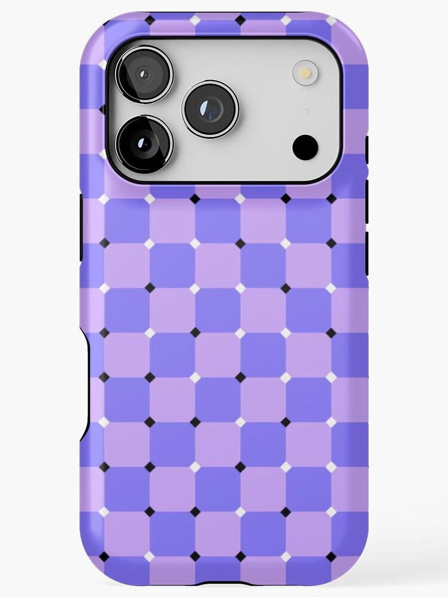 Purple Checkered Diamond Grid Tough Phone Case, Polycarbonate and TPU ...